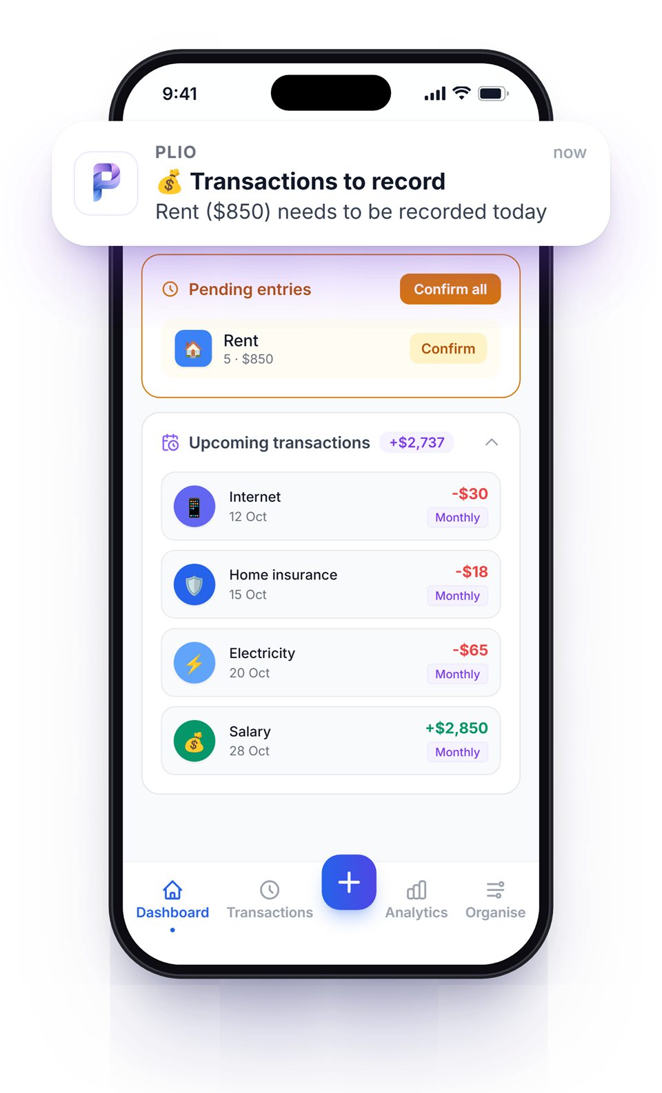 Never miss a due date — Plio