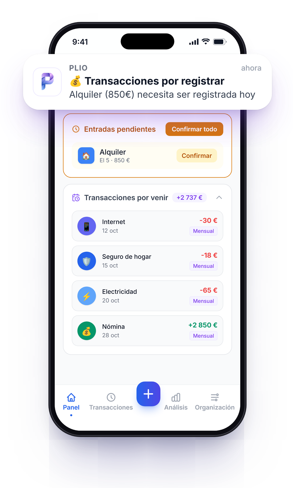 No te pierdas ningún vencimiento — Plio